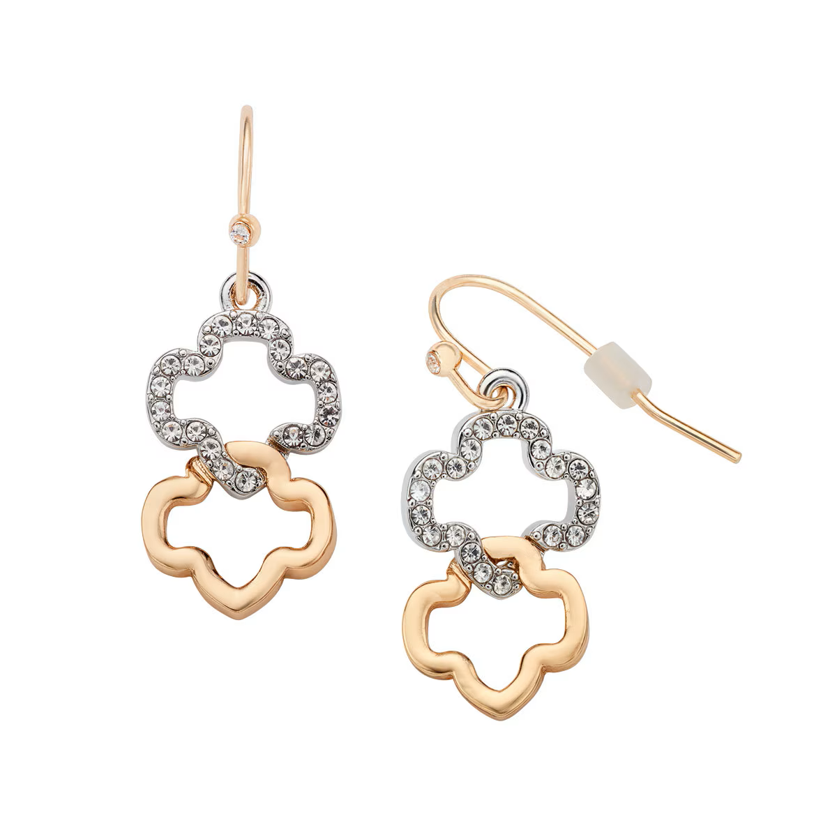 Silver and Gold Trefoil Interlock Charm Earrings