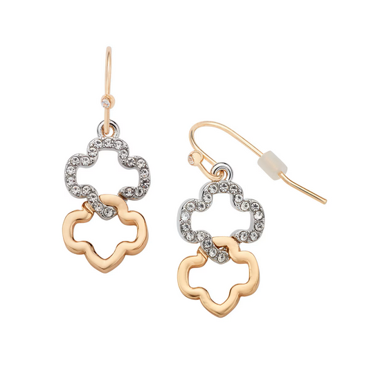 Silver and Gold Trefoil Interlock Charm Earrings